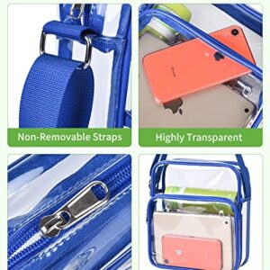 MAY TREE Clear Crossbody Messenger Shoulder Bag Stadium Approved Transparent Purse Suitable for Work Concert Sports (Blue)