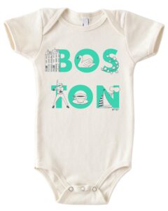 maptote font one piece - unisex baby organic cotton short sleeve bodysuits - boston, 3-6 months