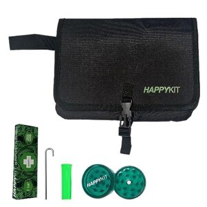 happy kit - travel pouch kit with accessories, water resistant money bag with combination lock, portable storage bag organizer (black)