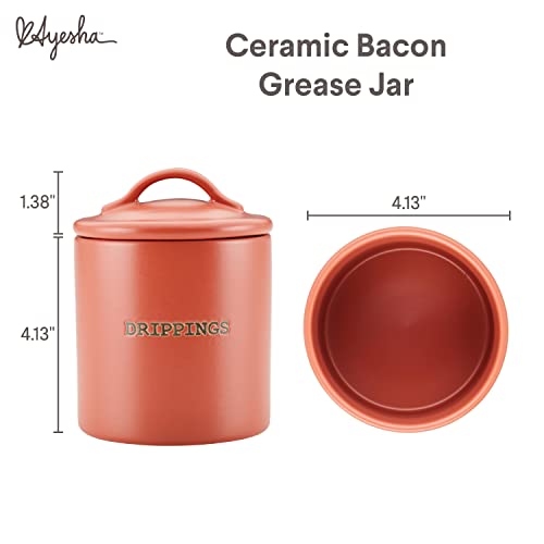 Ayesha Curry Kitchenware Ceramics Bacon Grease Jar/Container, 21 Ounce, Redwood