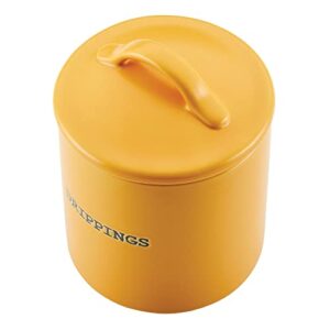 Ayesha Curry Kitchenware Ceramics Bacon Grease Jar/Container, 21 Ounce, Mustard