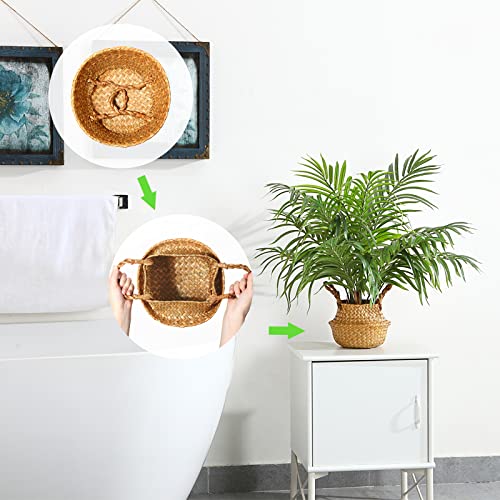 MOSADE Artificial Palm Tree 28" Fake Potted Areca Palm Plant with Handmade Seagrass Basket, Perfect Faux Tree Home Décor for Indoor Outdoor Office Porch Balcony Bedroom Bathroom Gift