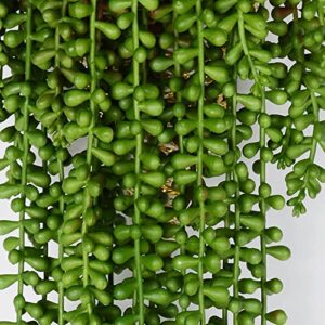 HANDIC 3pack Artificial Fake String of Pearls Plant Faux Hanging Succulents Plants (Green)