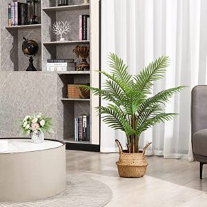 MOSADE Artificial Palm Tree 37”Fake Potted Areca Palm Plant with Handmade Seagrass Basket, Perfect Faux Tree Home Décor for Indoor Outdoor Office Porch Balcony Bedroom Bathroom Gift