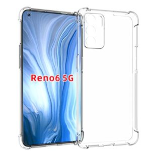 ustiya case for oppo reno 6 5g clear tpu four corners protective cover transparent soft funda