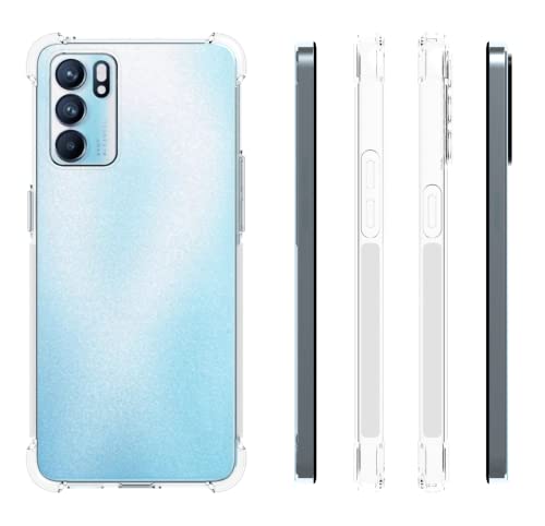 USTIYA Case for Oppo Reno 6 5G Clear TPU Four Corners Protective Cover Transparent Soft funda