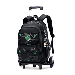 boys geometric-print rolling backpack kids luggage school bag trolley bookbag rucksack with wheels