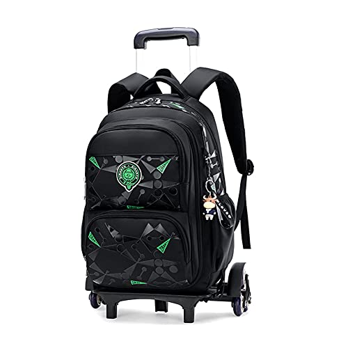 Boys Geometric-Print Rolling Backpack Kids Luggage School Bag Trolley Bookbag Rucksack with Wheels