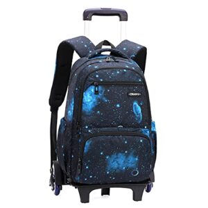 etaishow galaxy rolling backpack for boys girls backpack with wheels for elementary school kids wheeled bookbag
