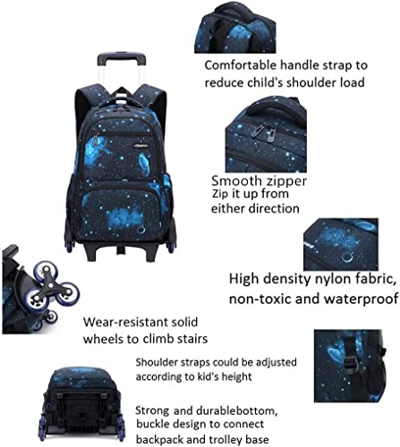 ETAISHOW Galaxy Rolling Backpack for Boys Girls Backpack with Wheels for Elementary School Kids Wheeled Bookbag