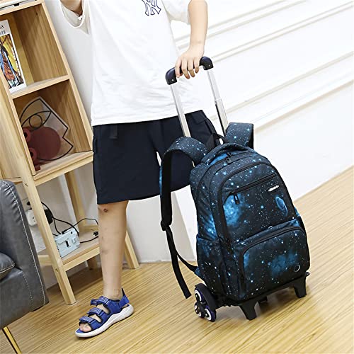 ETAISHOW Galaxy Rolling Backpack for Boys Girls Backpack with Wheels for Elementary School Kids Wheeled Bookbag