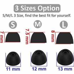 6 Pairs Silicone Galaxy Buds 2 Ear Tips Earbuds, S/M/L 3 Size Soft Rubber Flexible Eartips Buds Wing Tips Fit in Case Compatible with Samsung Galaxy Buds 2 / Galaxy Buds Plus - Black