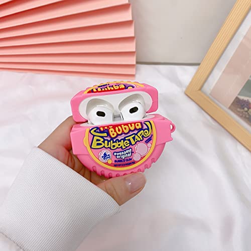 Cute Airpods 3 Case,6in1 Silicone Airpods 3rd Generation[2021] Accessories Protective Cover,3D Kawaii Food Funny Fashion Cartoon Airpods 3 Charging Case Skin for Girls Women with Keychain(Bubba Candy)