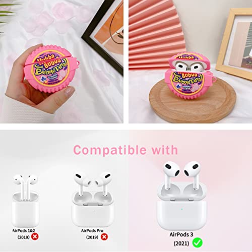 Cute Airpods 3 Case,6in1 Silicone Airpods 3rd Generation[2021] Accessories Protective Cover,3D Kawaii Food Funny Fashion Cartoon Airpods 3 Charging Case Skin for Girls Women with Keychain(Bubba Candy)