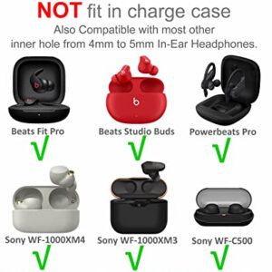 9 Pairs Compatible with Beats Studio Buds + / Fit Pro/WF-1000XM5 / WF-1000XM4 Triple Flange Ear Tips, Noise Reduce Silicone with 4mm Connector Hole Fit for Most 4mm - 5mm in-Ear Earphones - Black