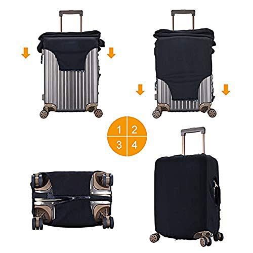 HANJWANET Custom Luggage Cover 25-28 in Personalized Travel Suitcase Protector Add Your Photo Text Elastic Washable Baggage Covers