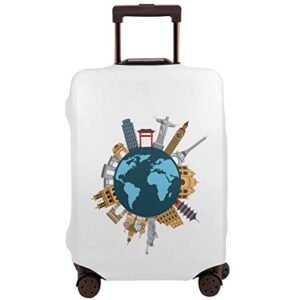 HANJWANET Custom Luggage Cover 25-28 in Personalized Travel Suitcase Protector Add Your Photo Text Elastic Washable Baggage Covers