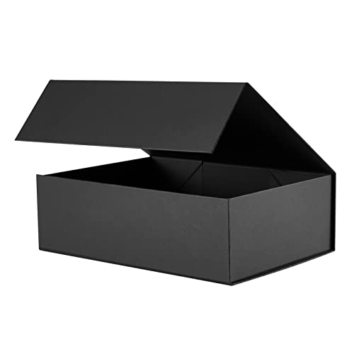 FOCCIUP 11x7.8x3.5 Inches Black Gift Box with Magnetic Lid Collapsible Groomsman Shirt Boxes for Clothes Gift Wrap