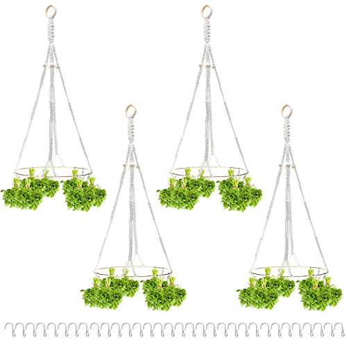 SanSanYa 4Set Herb Drying Rack Macrame Herb Drying Hanger with 64pcs Hooks for Hanging and Drying Herb Buds Flower