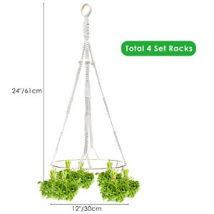 SanSanYa 4Set Herb Drying Rack Macrame Herb Drying Hanger with 64pcs Hooks for Hanging and Drying Herb Buds Flower