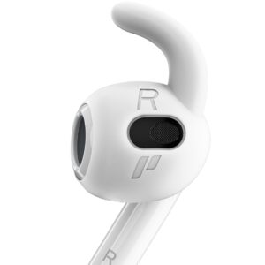 proof labs 3 pairs airpods 3 ear hooks covers [added storage pouch] grip tips anti slip wings accessories compatible with apple airpod 3rd generation (white, medium)