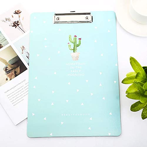 TGRTY Office Supply Clipboard A4 Cute Paper Clipboard Wood Document Folder Pad for Office Supplies Kawaii Writting Exam Clip Board Stationery for School Durable Low Profile Clip (Color : Green 1pc)