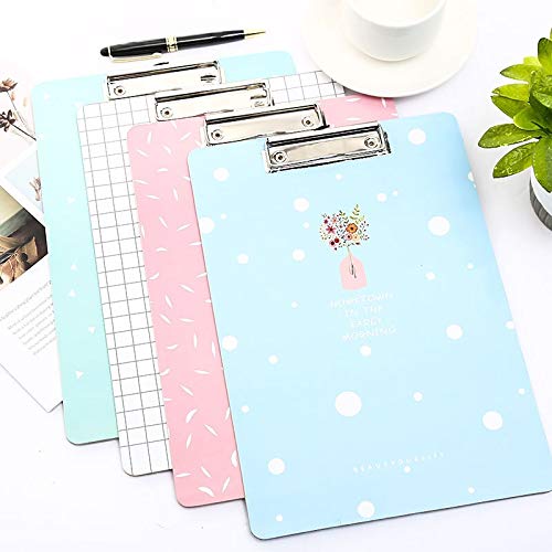 TGRTY Office Supply Clipboard A4 Cute Paper Clipboard Wood Document Folder Pad for Office Supplies Kawaii Writting Exam Clip Board Stationery for School Durable Low Profile Clip (Color : Green 1pc)