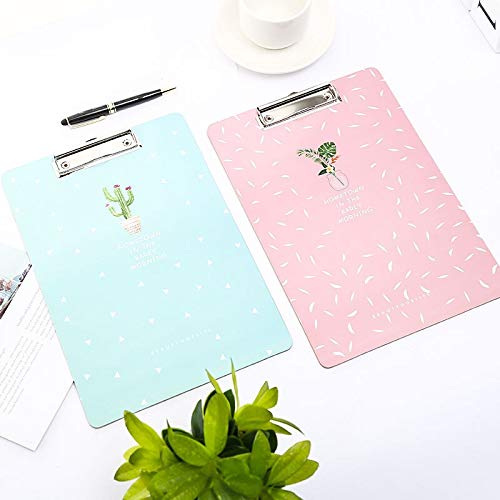 TGRTY Office Supply Clipboard A4 Cute Paper Clipboard Wood Document Folder Pad for Office Supplies Kawaii Writting Exam Clip Board Stationery for School Durable Low Profile Clip (Color : Green 1pc)