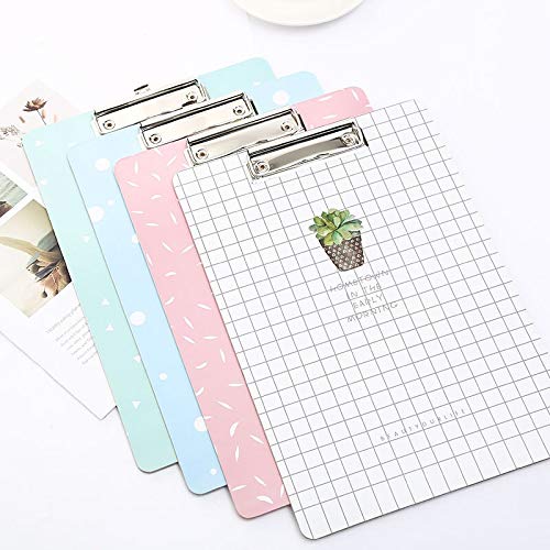 TGRTY Office Supply Clipboard A4 Cute Paper Clipboard Wood Document Folder Pad for Office Supplies Kawaii Writting Exam Clip Board Stationery for School Durable Low Profile Clip (Color : Green 1pc)