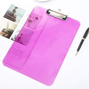 office supply clipboard acrylic clipboard a4 a5 transparent ruler writing pad exam clip board folder office school supply item paper nursing stationary durable low profile clip ( color : pink 1pcs )