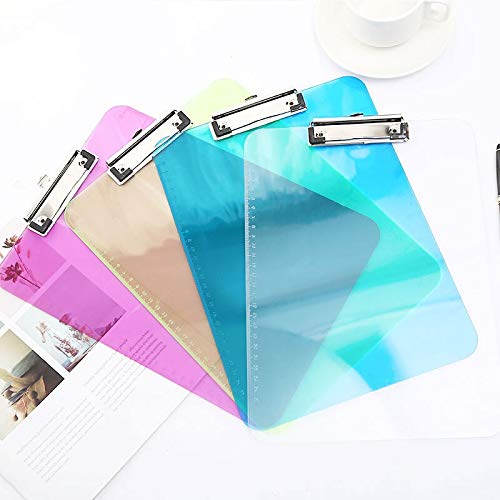 Office Supply Clipboard Acrylic Clipboard A4 A5 Transparent Ruler Writing Pad Exam Clip Board Folder Office School Supply Item Paper Nursing Stationary Durable Low Profile Clip ( Color : Pink 1pcs )