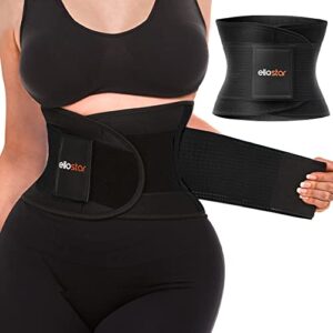 ellostar women's waist trainer: sweat band for belly fat, tummy control, back support, workout shapewear, weight loss aid small, black