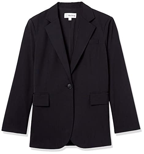 The Drop Women's Ramona Loose Fit Boxy Blazer, Black, XXS