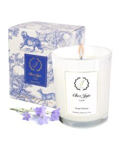 chez juju natural soy wax candle | wild bluebell & musk | luxurious scented candle fragrance aromatherapy | clean burning | handcrafted | plant-based vegan eco friendly | pure fine essential oils
