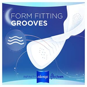 Always Infinity FlexFoam Pads for Women, Size 5, Extra Heavy Overnight Absorbency, Unscented, 22 Count (Pack of 2)