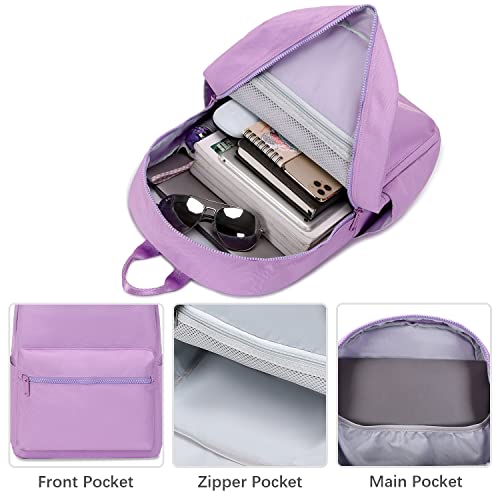 Abshoo Lightweight Backpack for School Classic Basic Water Resistant Casual Daypack Plain Bookbag (Purple)