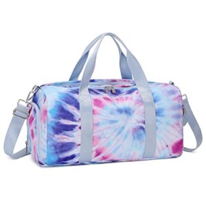 abshoo sports gym bag for girls teen weekender carry on women travel duffel bag with shoe compartment (tie dye d) medium