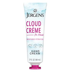 jergens cloud creme hand cream for dry hands, lotion with hyaluronic complex, non-greasy moisturizer & breathable light formula, 3 oz