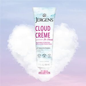 Jergens Cloud Creme Hand Cream for Dry Hands, Lotion with Hyaluronic Complex, Non-Greasy Moisturizer & Breathable Light Formula, 3 oz