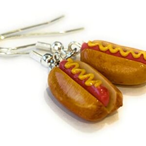 Artwonders Handmade Hot Dog Food Dangle Earrings, Mini Food Jewelry, Fast Food Themed Gifts, Foodie Gifts for Women