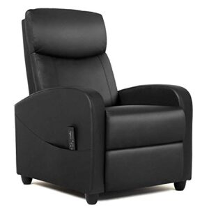 smug recliner chair, pu leather massage chair full body living room chair adjustable home theater seating winback single sofa chair padded seat push back recliners armchair for living room