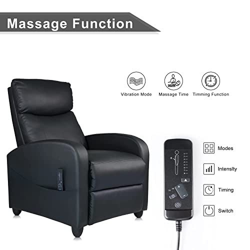 SMUG Recliner Chair, PU Leather Massage Chair Full Body Living Room Chair Adjustable Home Theater Seating Winback Single Sofa Chair Padded Seat Push Back Recliners Armchair for Living Room