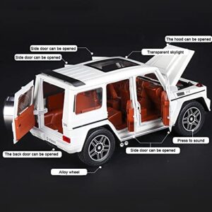 EROCK Exquisite car Model 1/24 Benz G63 AMG Model Car, Zinc Alloy Pull Back Toy car with Sound and Light for Kids Boy Girl Gift (White)