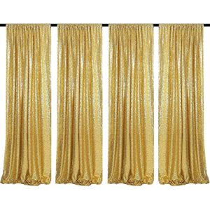 gold sequin backdrop curtains 4 panels 2ftx8ft wedding photo backdrop glitter birthday bridal party curtains sparkle background drapes parties decor curtains