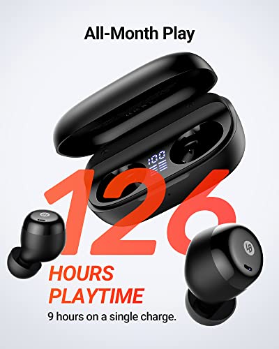 Wireless Earbuds, LavaBeans Bluetooth In-ear Headphones, 126H Playback 4-Mic Noise Reduction HD Call Power Display, IPX8 Waterproof Touch Control Bass＋ Stereo Earphone for Sports, for iPhone & Android