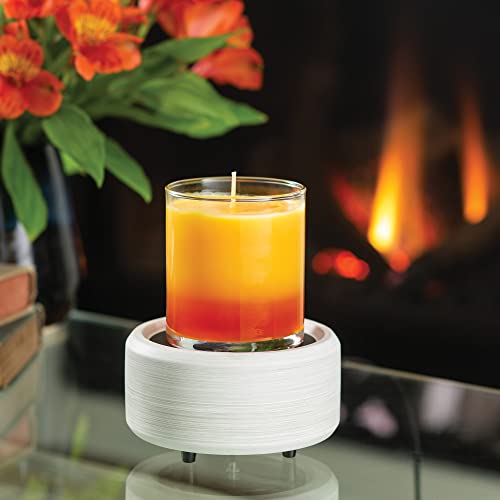 CANDLE WARMERS ETC 2-in-1 Candle and Fragrance Warmer for Warming Scented Candles or Wax Melts and Tarts with to Freshen Room, Whitewashed Bronze Metallic