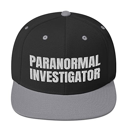 Paranormal Investigator Ghost Hunter Hunting Flatbrim Flat Brim Snapback Hat Cap Black/Silver