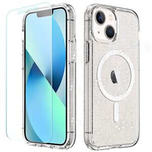 labilus iphone 13 mini case, glitter shining double layers bumper hard pc back protective case compatible with magsafe for girls women, designed for iphone 13 mini (5.4 inch) - magnetic clear