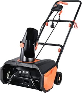snow thrower, 18 inch electric snow blower, overload protection, 13 amp, steel auger, 180° rotatable chute, black & orange a03