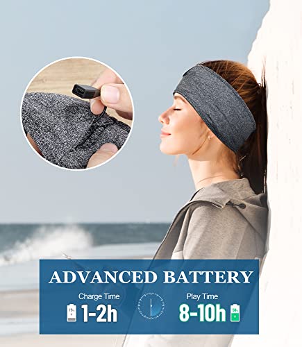 POSNIUD Sleep Headphones Bluetooth Sleeping Headband Sleeping Headphones Cozy Headphones, Ultra-Soft Long Time Play Headphone Band for Side Sleepers, Sleeping Gifts for Women Men